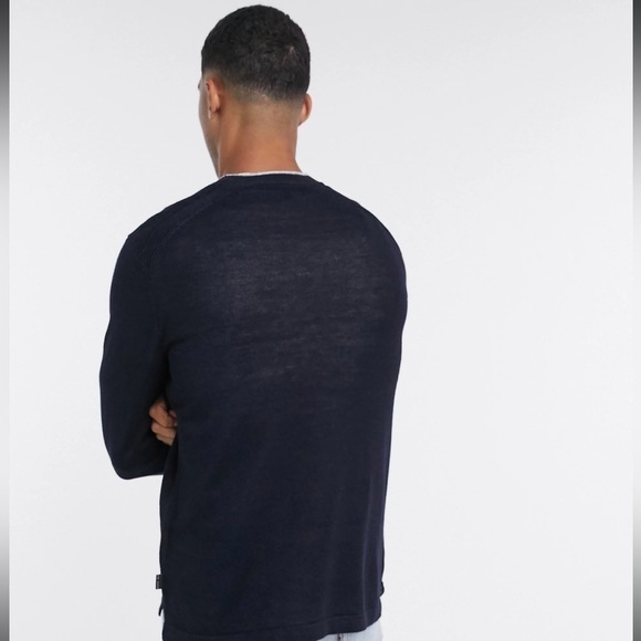 Ted Baker | Men’s Inzone Crewneck Linen Blend Navy Blue Pullover Sweater - Picture 10 of 11